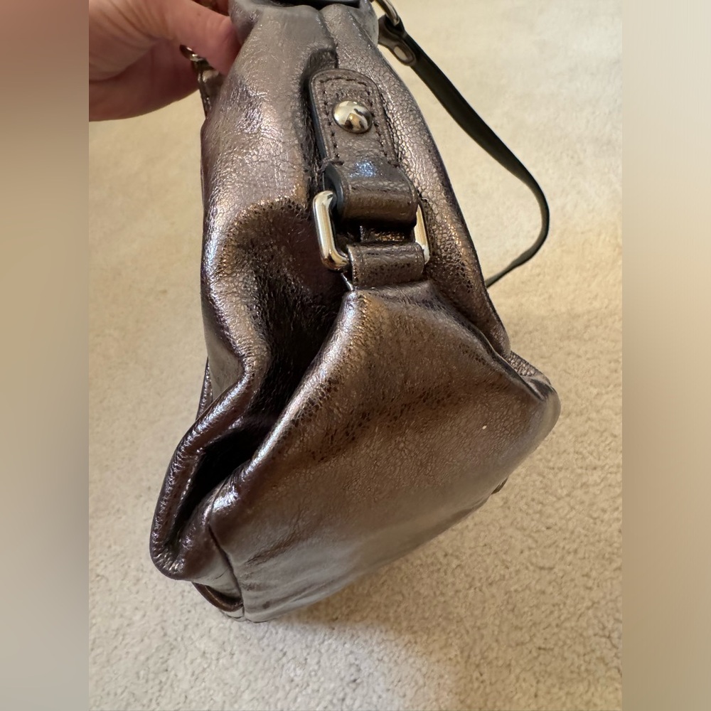 Coach Brooke Convertible Pewter Silver Metallic Shoulder Bag like new - Picture 13 of 16